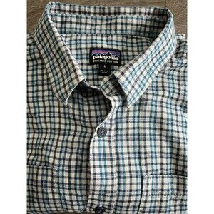 Patagonia Flannel Shirt Mens Organic Cotton Blue Plaid Long Sleeve Button M